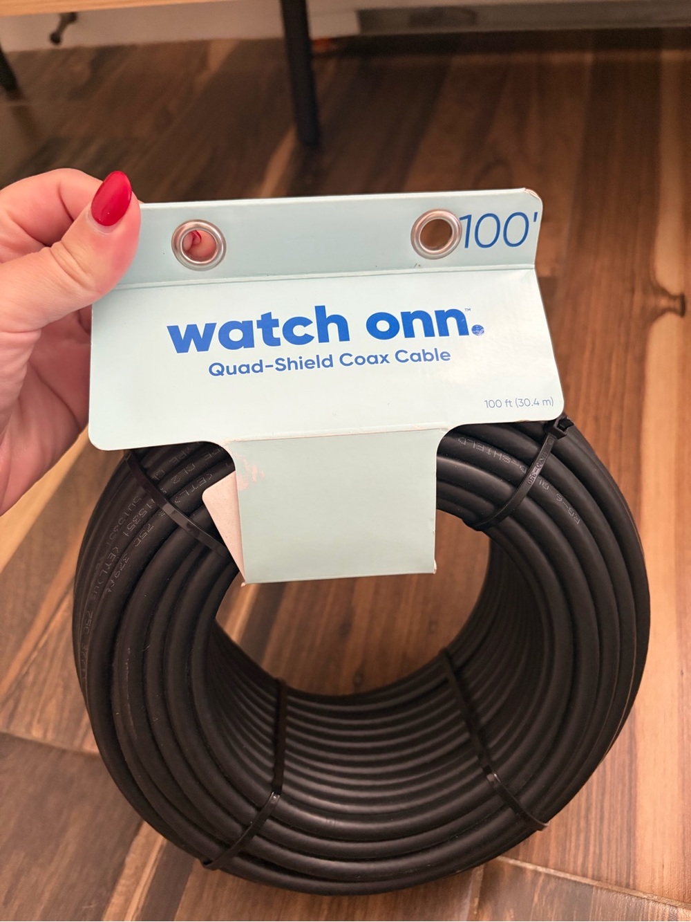 watch onn. 100' Quad-Shield Coax Cable - Black